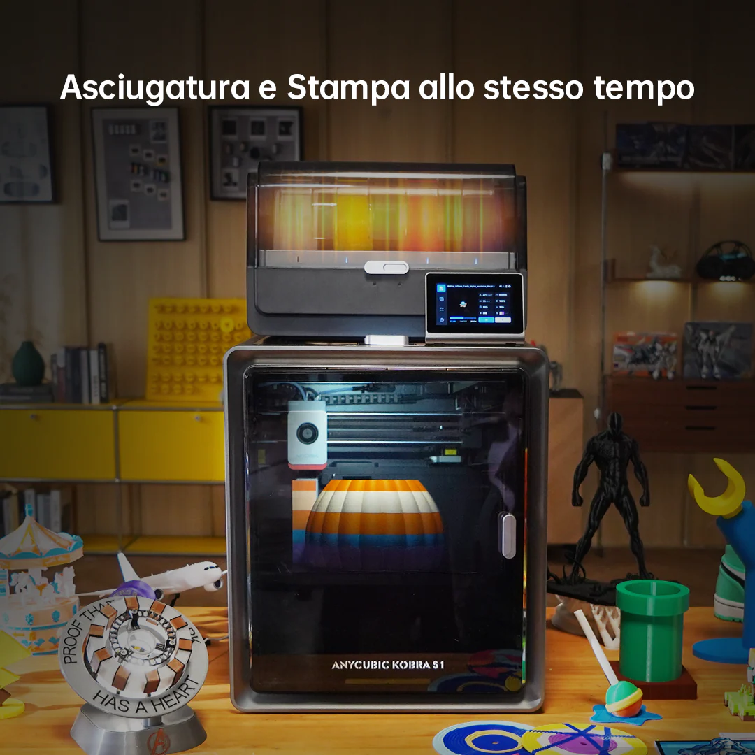 Stampante 3D Anycubic Kobra S1 Combo, 4 straordinari colori multicolore, asciugatura intelligente durante la stampa, fotocamera integrata, velocità elevata di 600 mm/s e estrusore anti-intasamento con hotend a 320℃ - Image 7